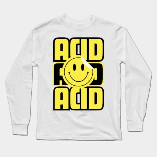 ACID HOUSE  - Font With Smiley Sticker Peel (black/yellow) Long Sleeve T-Shirt